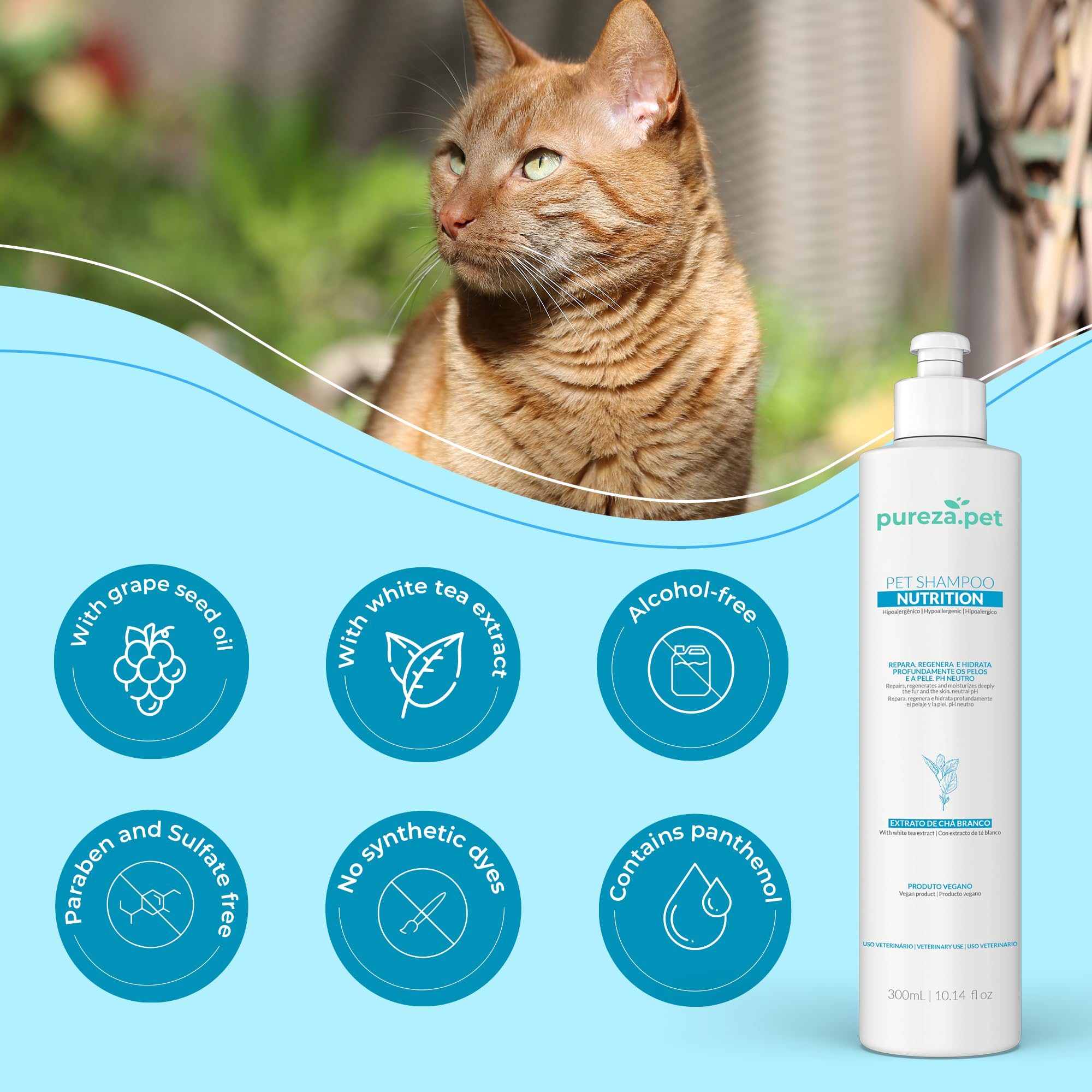 Nutrition Hypoallergenic Shampoo for Pets - Fur Cleanse, Nourishment & Hydration, All Ages Pet Grooming Products, Horse, Cat and